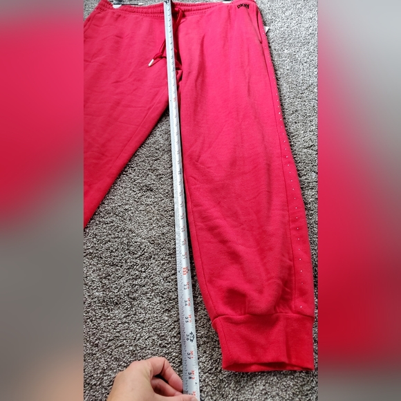 DKNY Sport Red Jogger Sweatpants with side seam crystal detailing for Macy's NWT - Picture 4 of 8